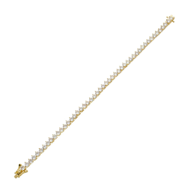 Pulseira Riviera Cravejada com Zircônia Fecho Gaveta Trava Dupla - Banho Ouro