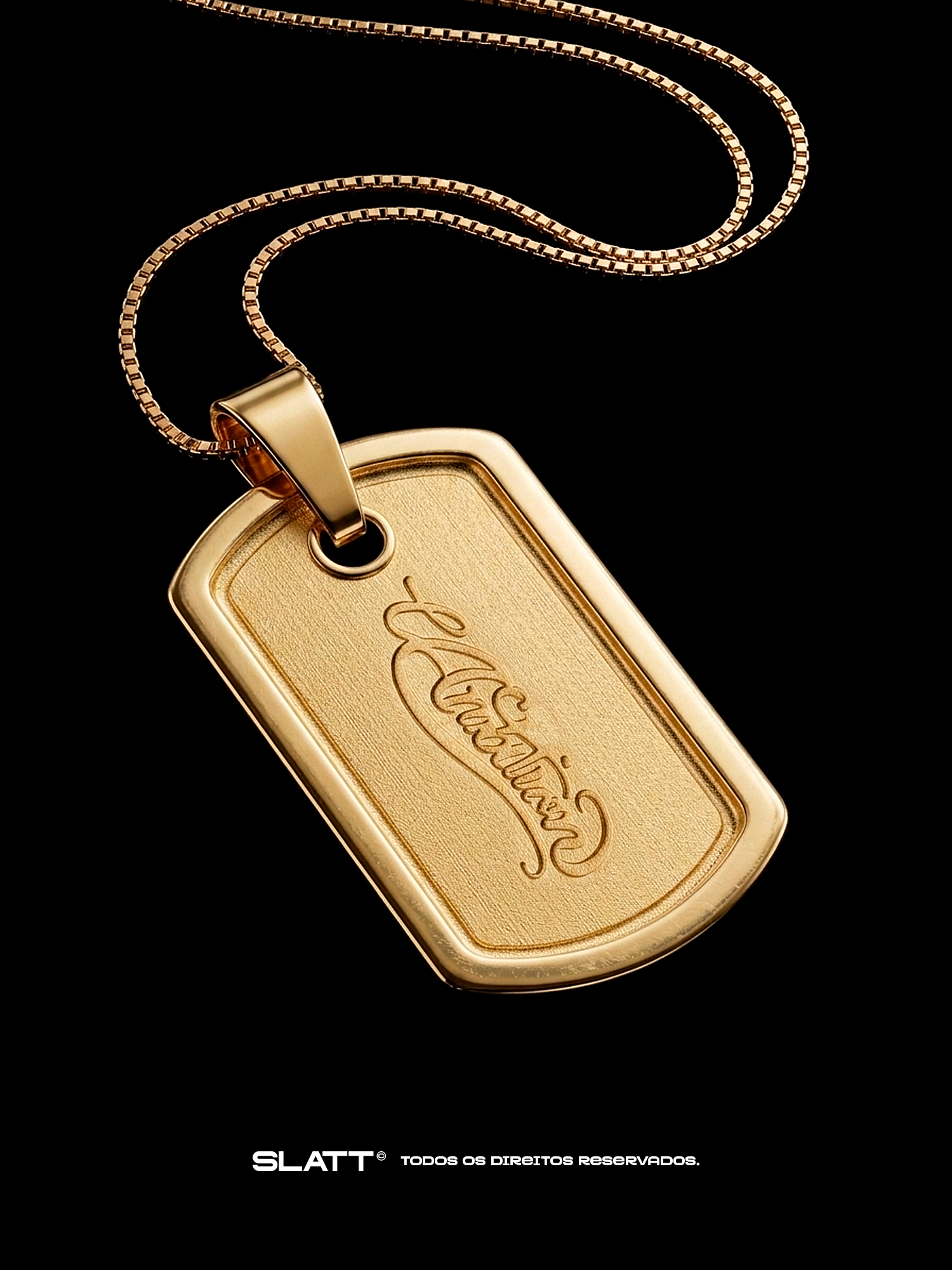 Pingente Ambition Tag + Corrente Veneziana (Banho Ouro)