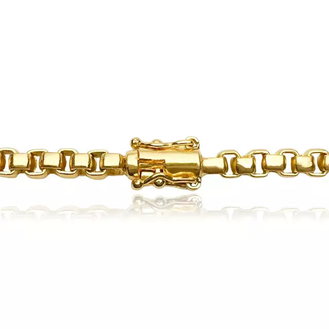 Corrente Veneziana 5,5mm (Fecho Canhão Duplo) - Banho Ouro