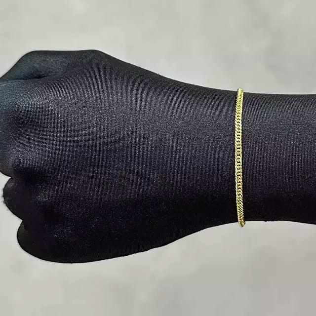 Pulseira Grumet Dupla 3mm (Fecho Gaveta) - Banho Ouro