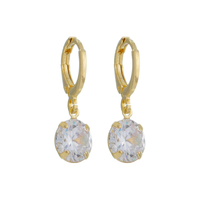 Brinco Argola com Pingente de Zircônia - Banho Ouro