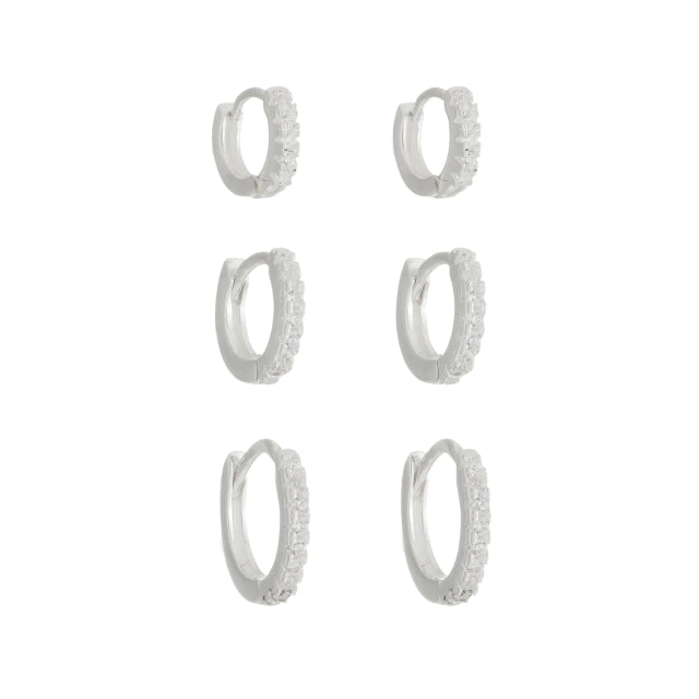 Mix 3 Pares de Brinco Argola - Prata 925