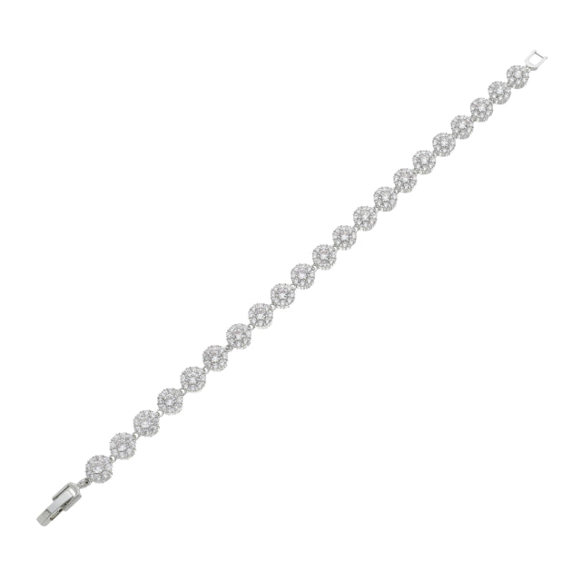 Pulseira Angelical Redonda Cravejada - Banho Prata