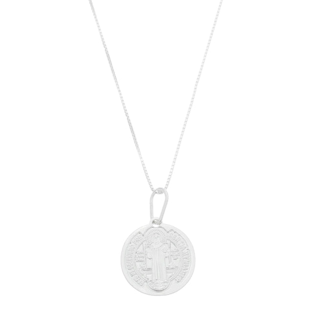 Colar Veneziana c/ Pingente São Bento - Prata 925