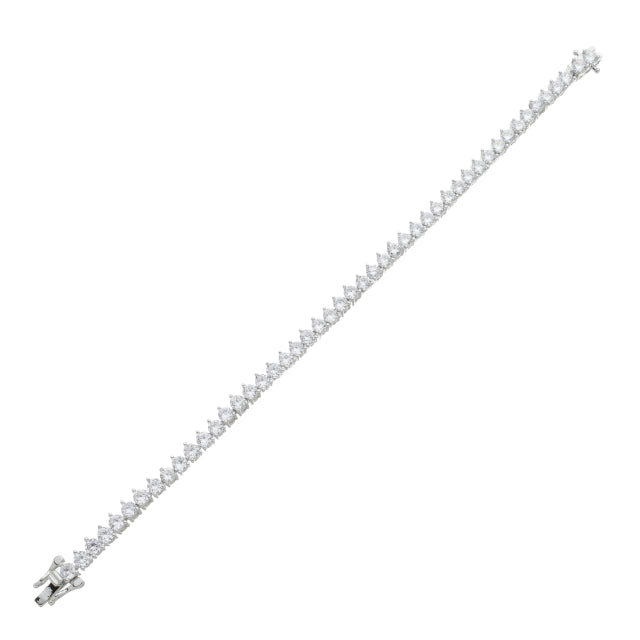 Pulseira Riviera Cravejada com Zircônia Fecho Gaveta Trava Dupla - Banho Prata