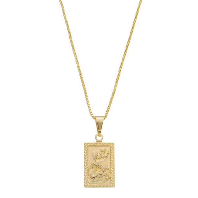 Colar Veneziana c/ Pingente São Jorge - Banho Ouro
