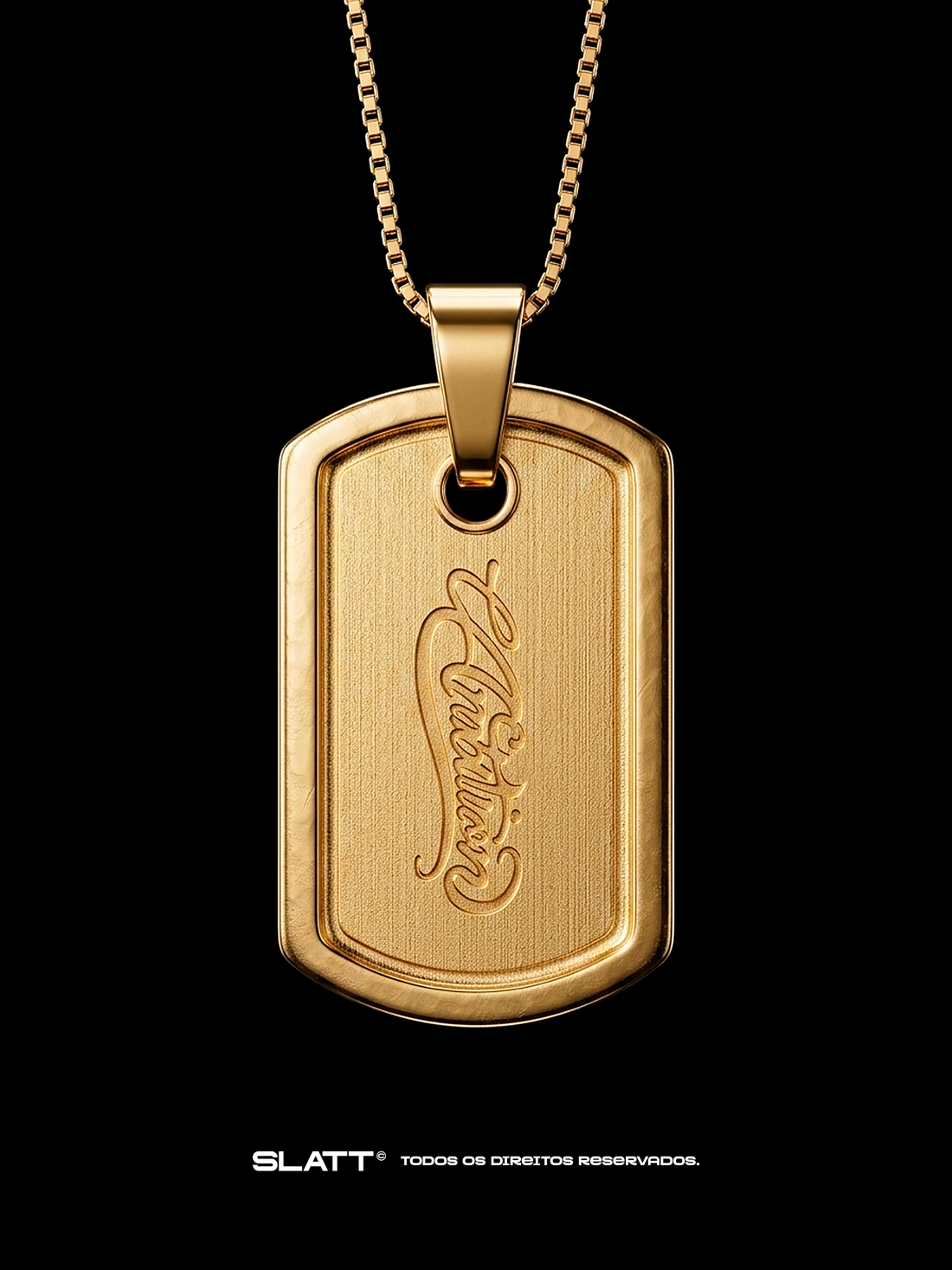 Pingente Ambition Tag + Corrente Veneziana (Banho Ouro)