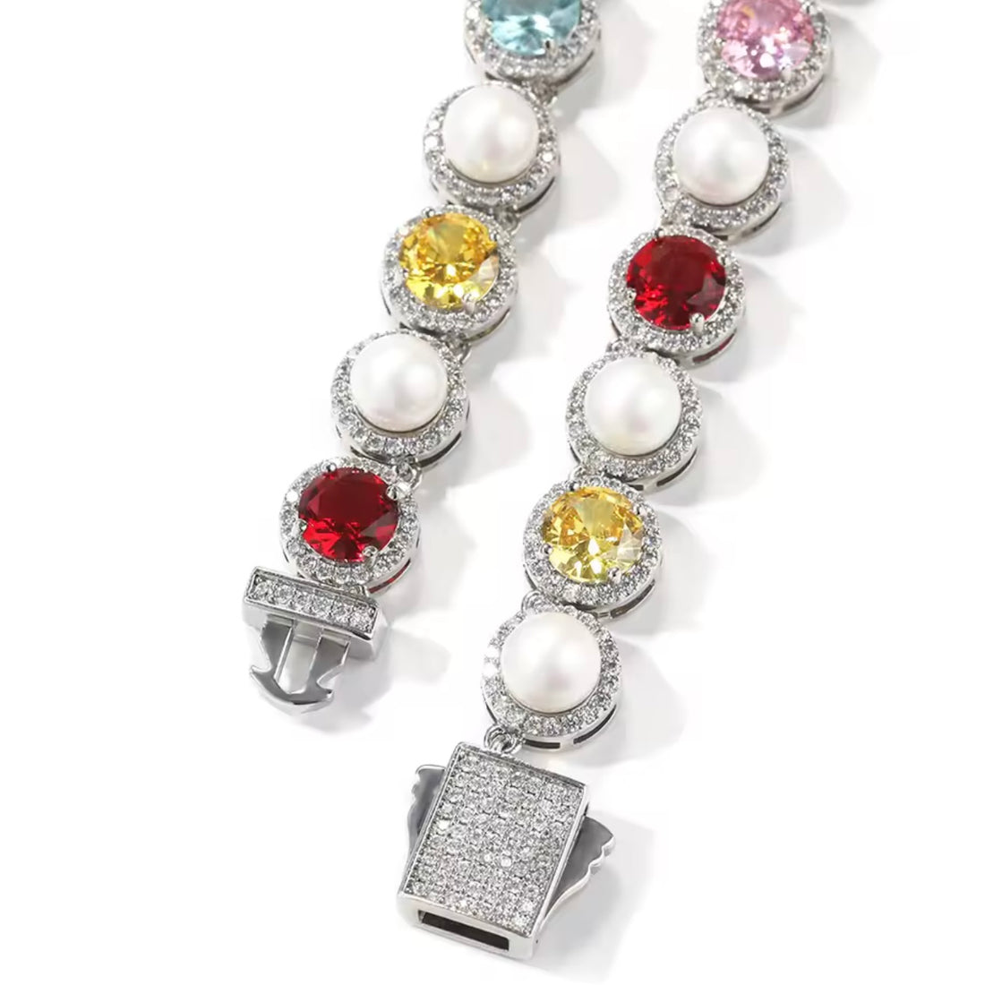 Colar Circular Pedras Colors - Banho Prata