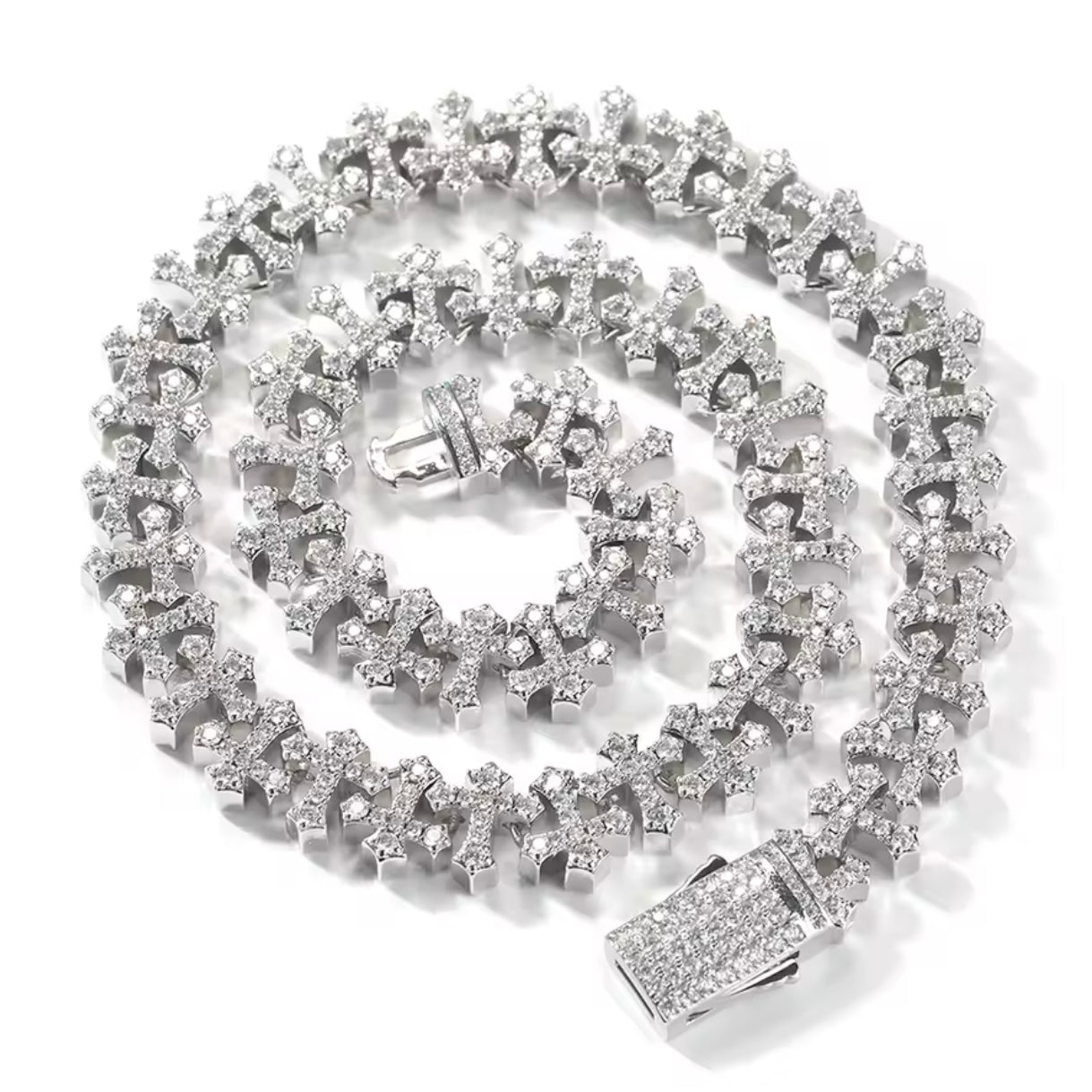 Colar Cross Over - Banho Prata