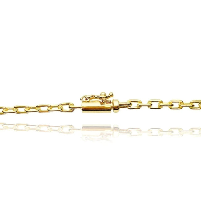 Corrente Elo Cadeado Fecho Canhão 4mm - Banho Ouro
