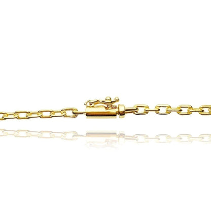 Corrente Elo Cadeado Fecho Canhão 3mm - Banho Ouro
