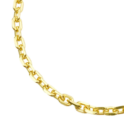 Corrente Elo Cadeado Fecho Canhão 4mm - Banho Ouro