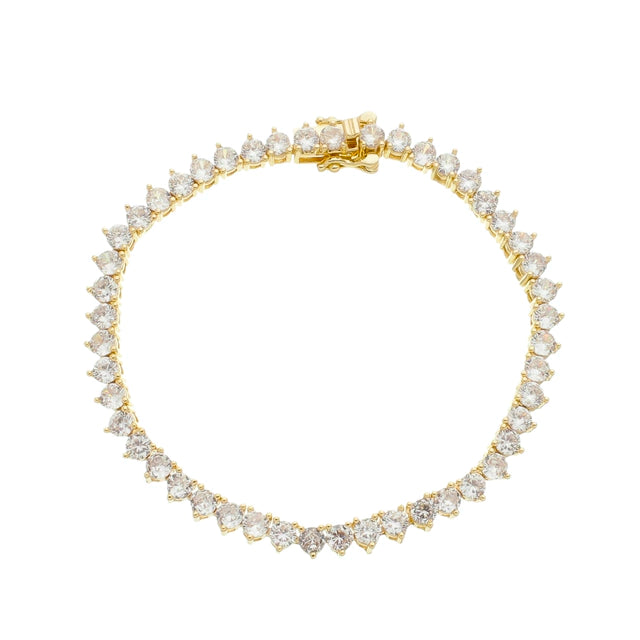 Pulseira Riviera Cravejada com Zircônia Fecho Gaveta Trava Dupla - Banho Ouro