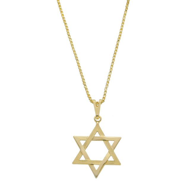 Colar Veneziana c/ Pingente Estrela de Davi - Banho Ouro