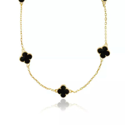 Colar Trevo Preto - Banho Ouro