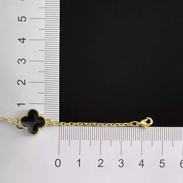 Colar Trevo Preto - Banho Ouro