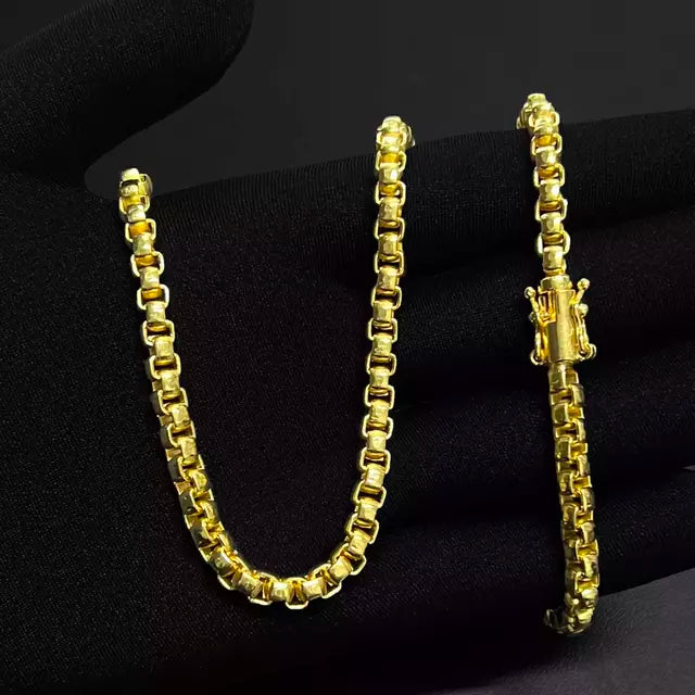 Corrente Veneziana 5,5mm (Fecho Canhão Duplo) - Banho Ouro