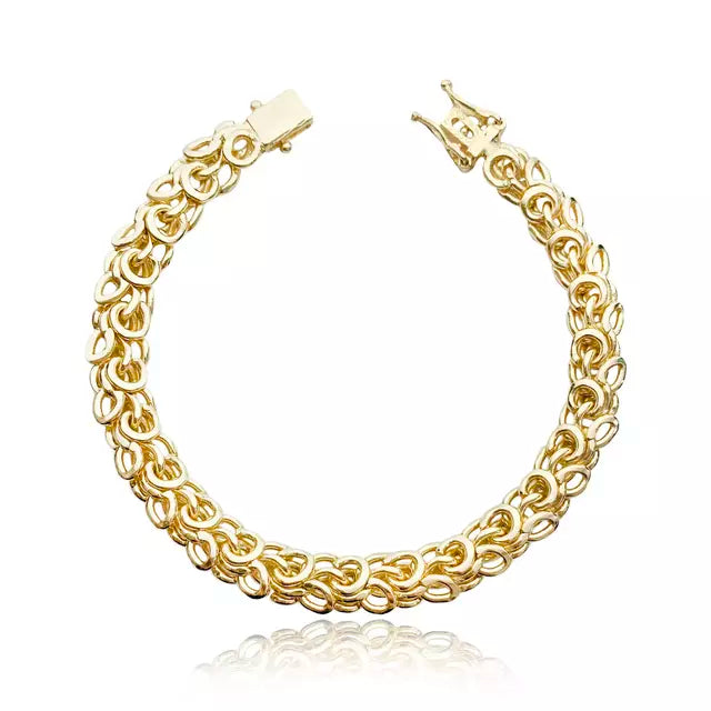 Pulseira Elo Trançado (Fecho Gaveta Duplo) - Banho Ouro