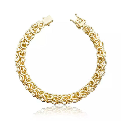 Pulseira Elo Trançado (Fecho Gaveta Duplo) - Banho Ouro