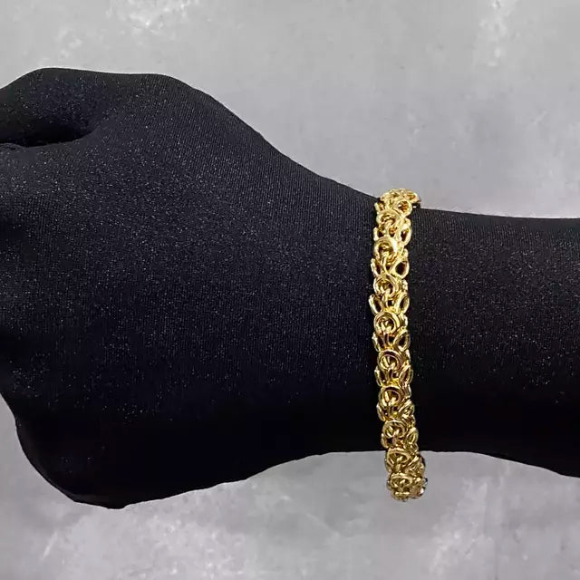 Pulseira Elo Trançado (Fecho Gaveta Duplo) - Banho Ouro