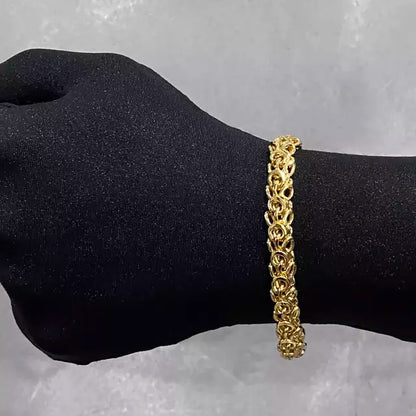 Pulseira Elo Trançado (Fecho Gaveta Duplo) - Banho Ouro