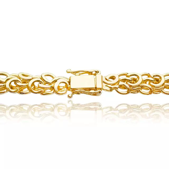 Pulseira Elo Trançado (Fecho Gaveta Duplo) - Banho Ouro