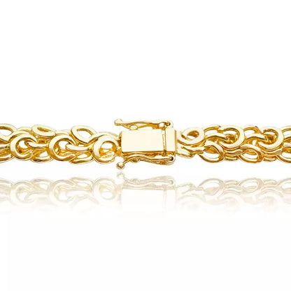 Pulseira Elo Trançado (Fecho Gaveta Duplo) - Banho Ouro