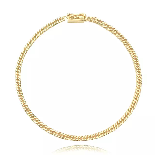 Pulseira Grumet Dupla 3mm (Fecho Gaveta) - Banho Ouro