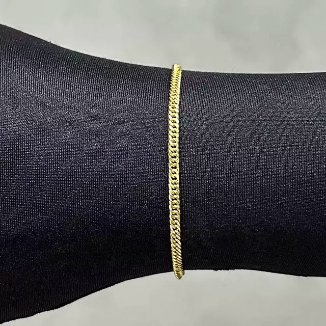 Pulseira Grumet Dupla 3mm (Fecho Gaveta) - Banho Ouro