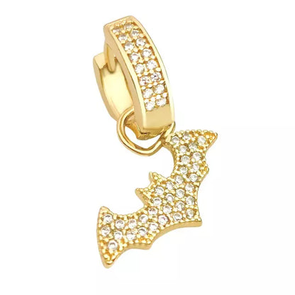 Brinco Unitário Argola Batman Cravejado - Banho Ouro