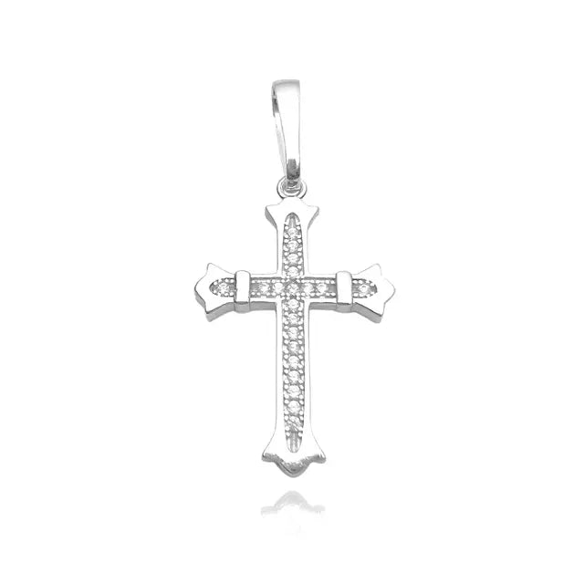 Pingente Crucifixo Gótico Cravejado - Banho Prata
