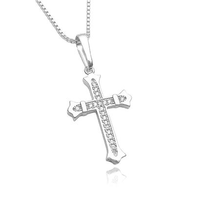 Pingente Crucifixo Gótico Cravejado - Banho Prata
