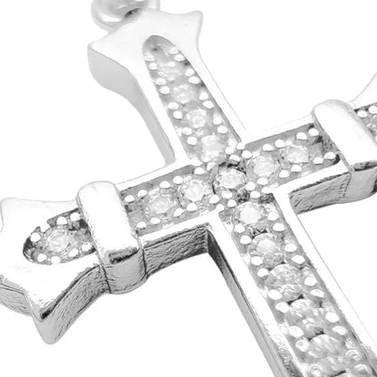 Pingente Crucifixo Gótico Cravejado - Banho Prata