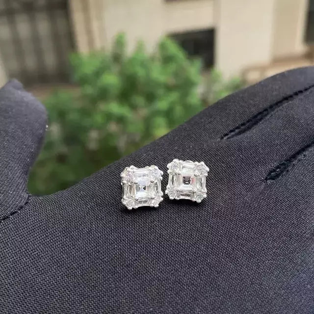 Brinco Quadrado 9 Pedras - Banho Prata