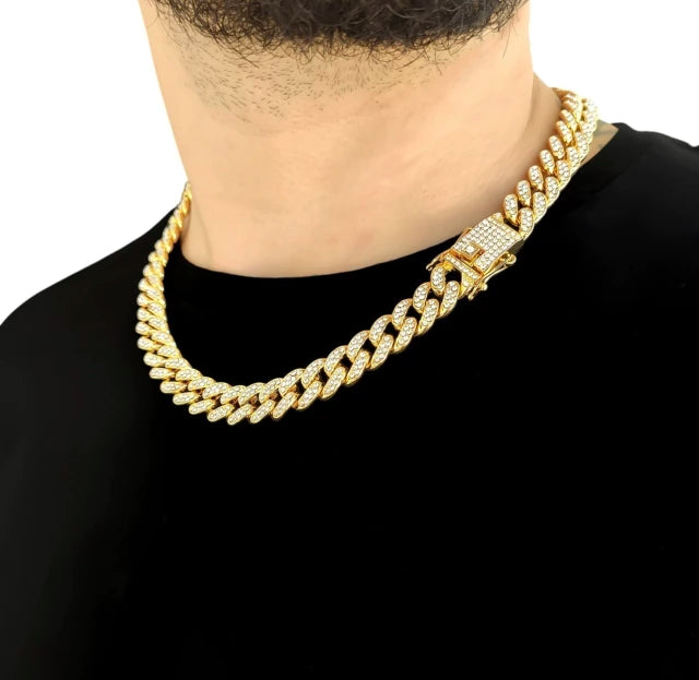 Corrente Cuban Cravejada - Banho Ouro