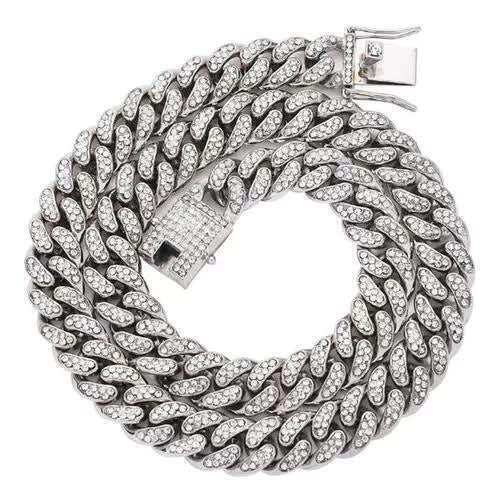 Corrente Cuban Cravejada - Banho Prata