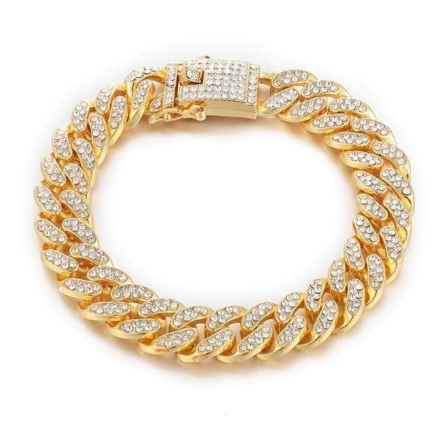 Pulseira Cuban Cravejada - Banho Ouro