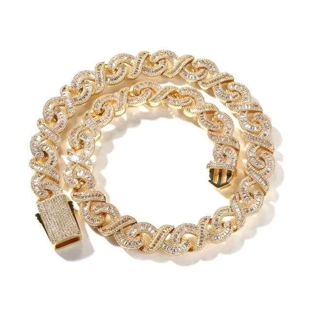 Colar Elos Infinitos Cravejado - Banho Ouro