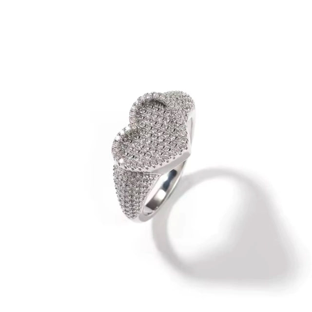 Anel Coração - Banho Prata