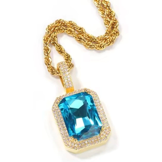 Pingente Pedra Azul Claro - Banho Ouro