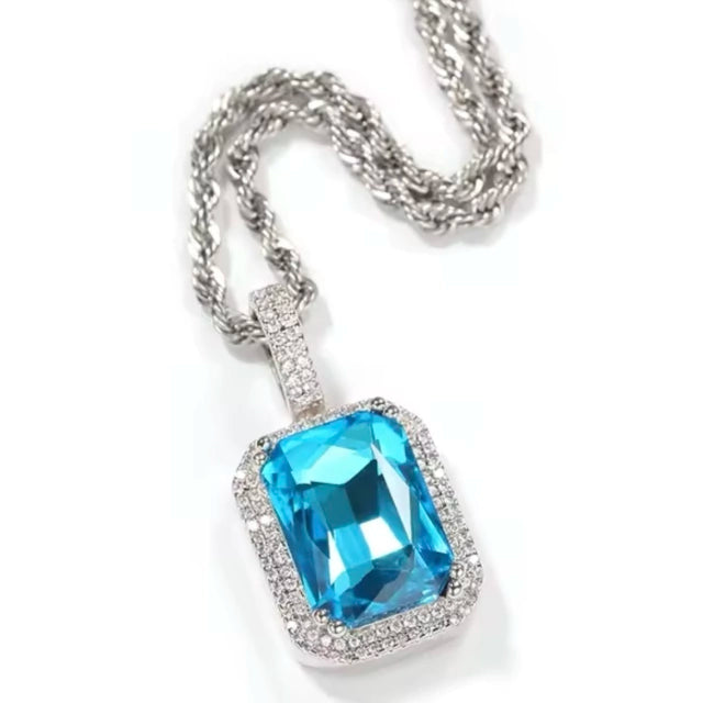 Pingente Pedra Azul Claro - Banho Prata