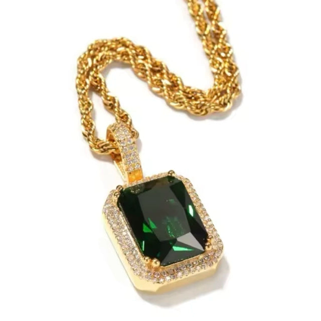 Pingente Pedra Verde - Banho Ouro