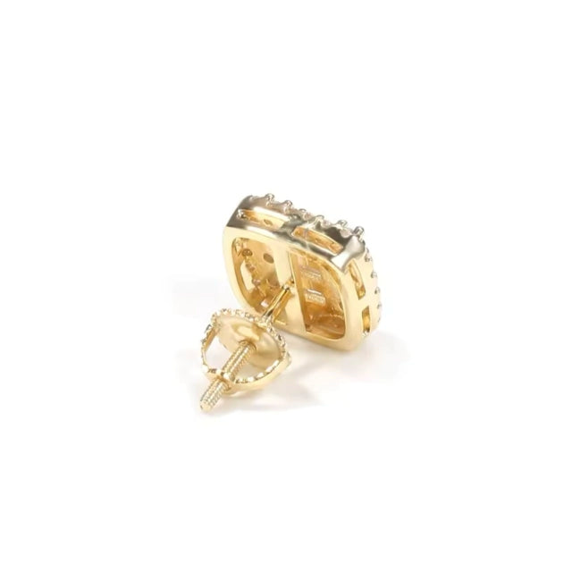 Brinco Baguette Rock - Banho Ouro