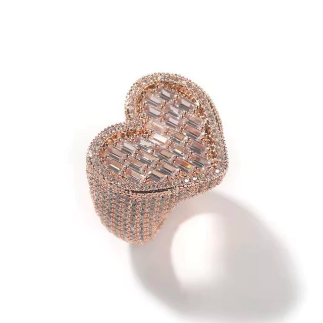 Anel Heart Baguette Rose - Banho Ouro Rose