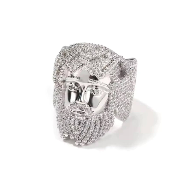 Anel Jesus Ice - Banho Prata