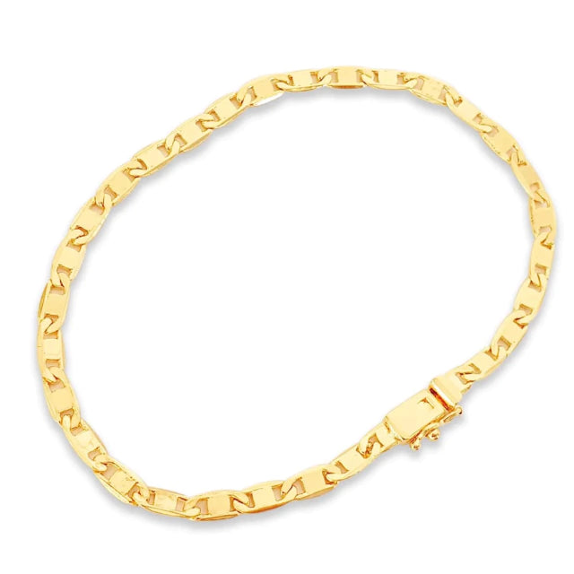 Pulseira Piastrine Fecho Trava Única - Banho Ouro