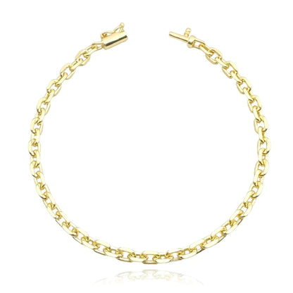 Pulseira Elo Cadeado Fecho Canhão - Banho Ouro