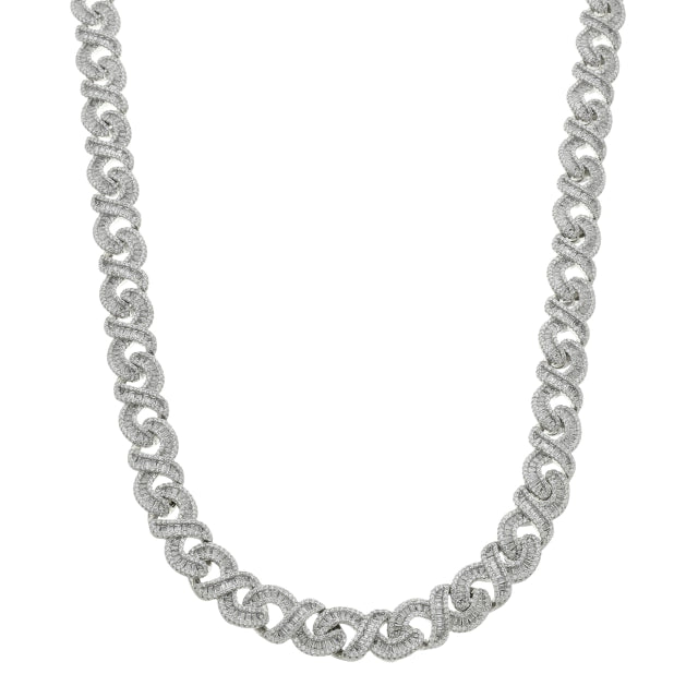 Colar Elos do Infinito com Pedras Brancas - Banho Prata