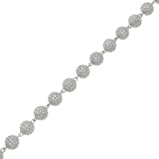 Pulseira Pérola Toda Cravejada com Pedras Brancas - Banho Prata