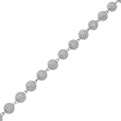 Pulseira Pérola Toda Cravejada com Pedras Brancas - Banho Prata